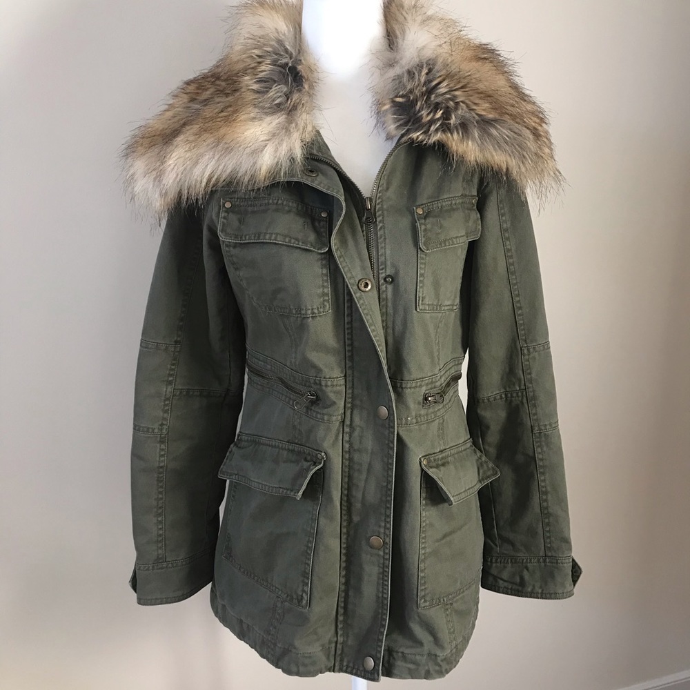 NY&Company Faux Fur Collar Coat